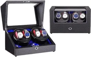 : 0) (4) (11) Watch Winder Watch Winding Device High-Gloss Paint Shaker Household Automatic LED Light Watch Box Business Collection Maintenance (Color : 2 coppersmith transparent foundry susceptible Size 