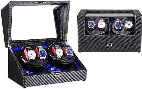 : 0) (4) (11) Watch Winder Watch Winding Device High-Gloss Paint Shaker Household Automatic LED Light Watch Box Business Collection Maintenance (Color : 2 coppersmith transparent foundry susceptible Size 