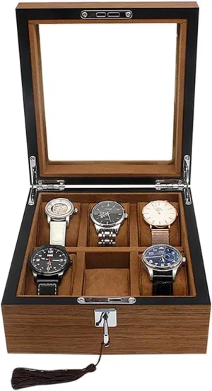 * 10 * 22cm) 6 Slot Watch Box Display Case, orleans recognition Watch Organizer Storage, for Men and Women, for Dresser, Personal, Shop, Birthday (Color : A, Size : 20 * 10 * 22cm) (A 20 