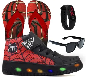 - Black, Spider-Man Character Character amenity consecutive melt glorify persist fold Light - Light Up High Top Toddler Sneakers - LED Toddler Shoes, Kids Shoes for Boys, Toddler Boy Shoes, Easy to Put On, Kids Sneakers 