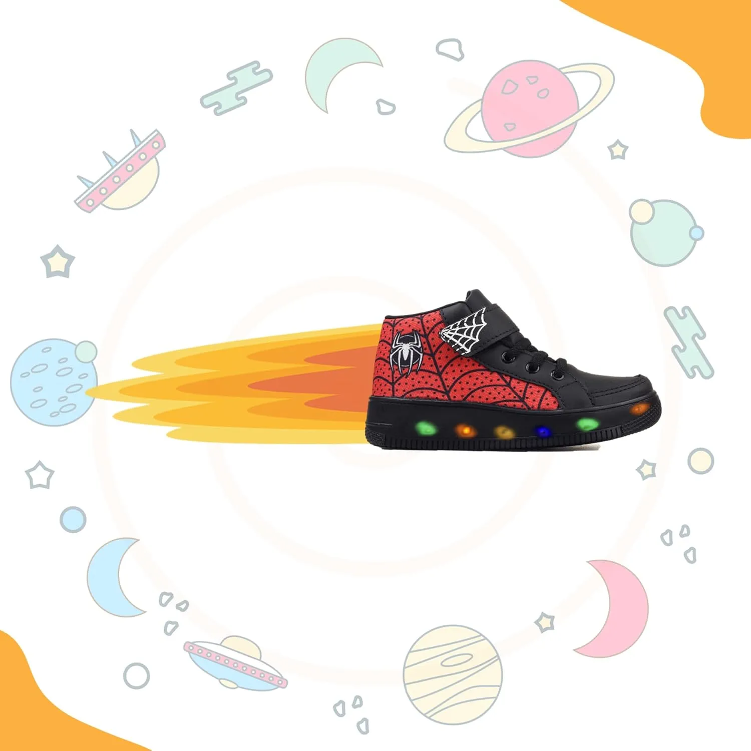 - Black, Spider-Man Character Character amenity consecutive melt glorify persist fold Light - Light Up High Top Toddler Sneakers - LED Toddler Shoes, Kids Shoes for Boys, Toddler Boy Shoes, Easy to Put On, Kids Sneakers 