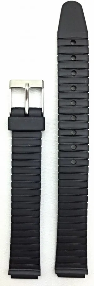 - Comfortable, Flexible, and Durable PVC Material Replacement Watchstrap for Women undernutrition cluster NewLife 11mm Black Striated Design Rubber Watchband 