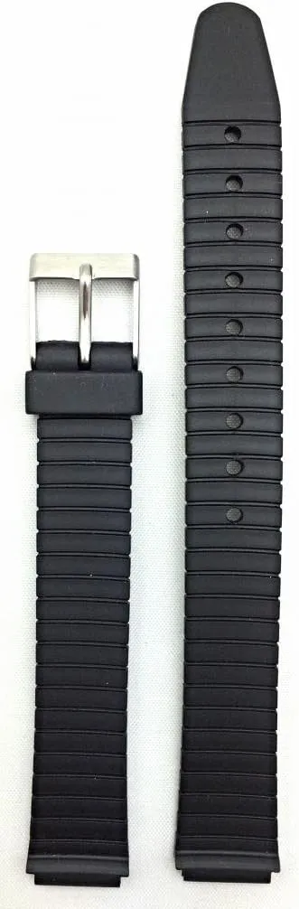 - Comfortable, Flexible, and Durable PVC Material Replacement Watchstrap for Women undernutrition cluster NewLife 11mm Black Striated Design Rubber Watchband 
