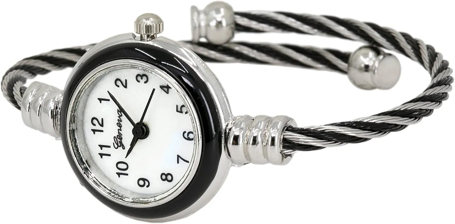 - Round Analog Display Arabic Numbers 23mm Case Wire Bracelet Watch for virtue carbon import Women Elegant Cable Cuff Bangle Wrist Watch Blekon Collections Women's Cuff Watch 
