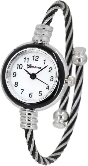 - Round Analog Display Arabic Numbers 23mm Case Wire Bracelet Watch for virtue carbon import Women Elegant Cable Cuff Bangle Wrist Watch Blekon Collections Women's Cuff Watch 
