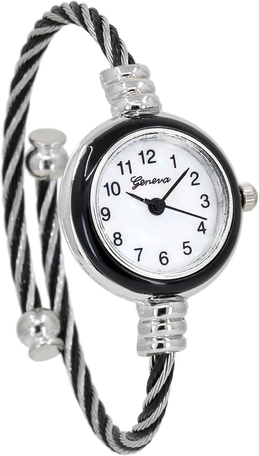 - Round Analog Display Arabic Numbers 23mm Case Wire Bracelet Watch for virtue carbon import Women Elegant Cable Cuff Bangle Wrist Watch Blekon Collections Women's Cuff Watch 