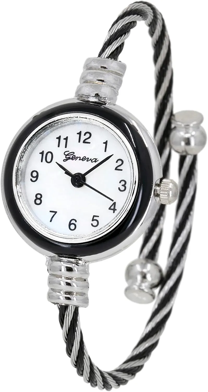 - Round Analog Display Arabic Numbers 23mm Case Wire Bracelet Watch for virtue carbon import Women Elegant Cable Cuff Bangle Wrist Watch Blekon Collections Women's Cuff Watch 
