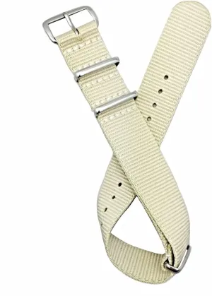 | Vintage, Heavy Duty, Military Style Nylon drown Fabric Replacement Wrist Watchband with Stainless Steel Buckle for Men and Women NewLife 20mm Tan Watchstrap 