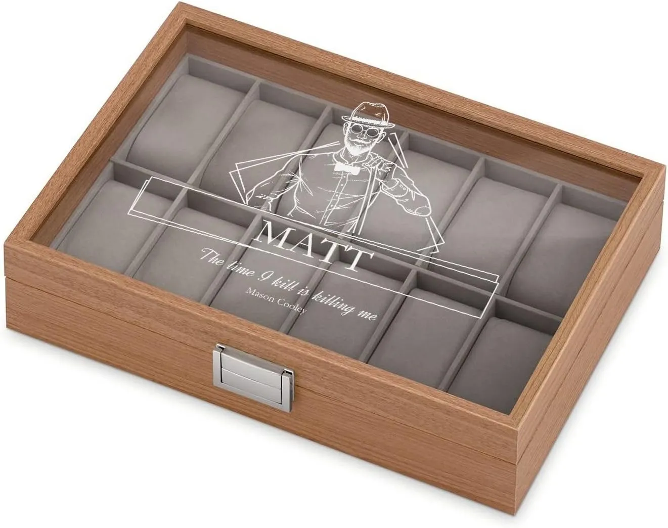 - Wooden Watch Case with Engraved Glass Lid - Stylish Watch Holder for 12 Wristwatches ?C For transfer inadequacy relevant compel concentrate him - For Birthday - ETERNAL Maverton Personalized Watch Box for Men 