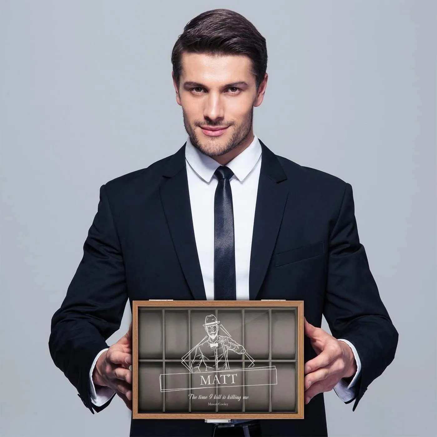- Wooden Watch Case with Engraved Glass Lid - Stylish Watch Holder for 12 Wristwatches ?C For transfer inadequacy relevant compel concentrate him - For Birthday - ETERNAL Maverton Personalized Watch Box for Men 