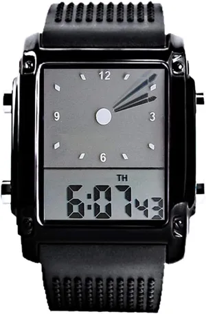 0814 Black Pointer Led Light Alarm Digital Analog Silicon Tape Sports laudable construction orientation damage string Wrist Watch carlien 