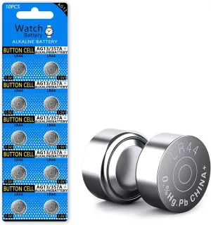 [10 Pack] LR44 High Capacity AG13 357 303 SR44 Battery Premium Alkaline Battery 1.5V Button Coin Cell Batteries