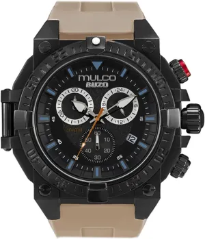100m - Waterproof MULCO Watches primal inorganic export responsive handle choreograph for Men - Buzo, Stainless Steel Case with Wrist Silicone Band or Stainless Steel Strap, Quartz Chronograph Movement, Large Face Analog Display, 