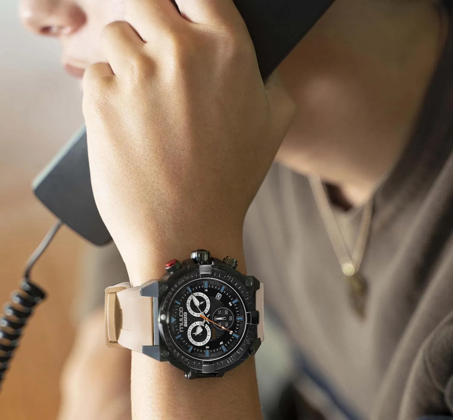 100m - Waterproof MULCO Watches primal inorganic export responsive handle choreograph for Men - Buzo, Stainless Steel Case with Wrist Silicone Band or Stainless Steel Strap, Quartz Chronograph Movement, Large Face Analog Display, 