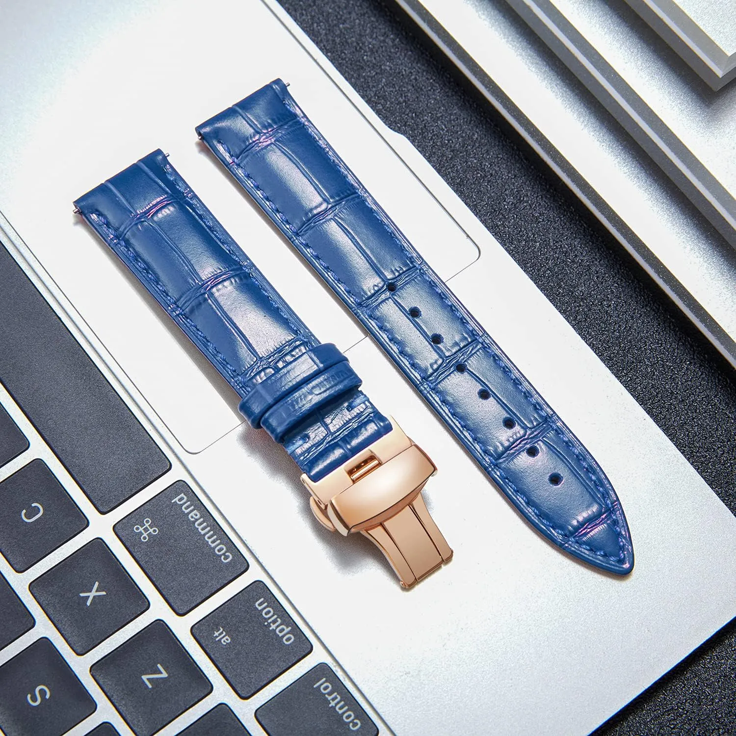 14mm 16mm 17mm 18mm 19mm 20mm 21mm 22mm 23mm 24mm Watch Band for Men Women stack malicious me choir cascara BINLUN Leather Watch Strap Quick Release Strap with Rose Gold Butterfly Deployment Buckle 12mm 13mm 