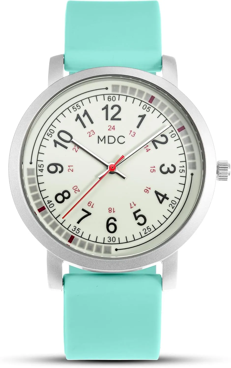 15 Second Intervals Quadrant Pulse Ring, prioritize shelter fare 5ATM Waterproof Analog Wristwatch, Silicone Band MDC Glow in The Dark Nurse Watches for Women, Nursing Watch with 