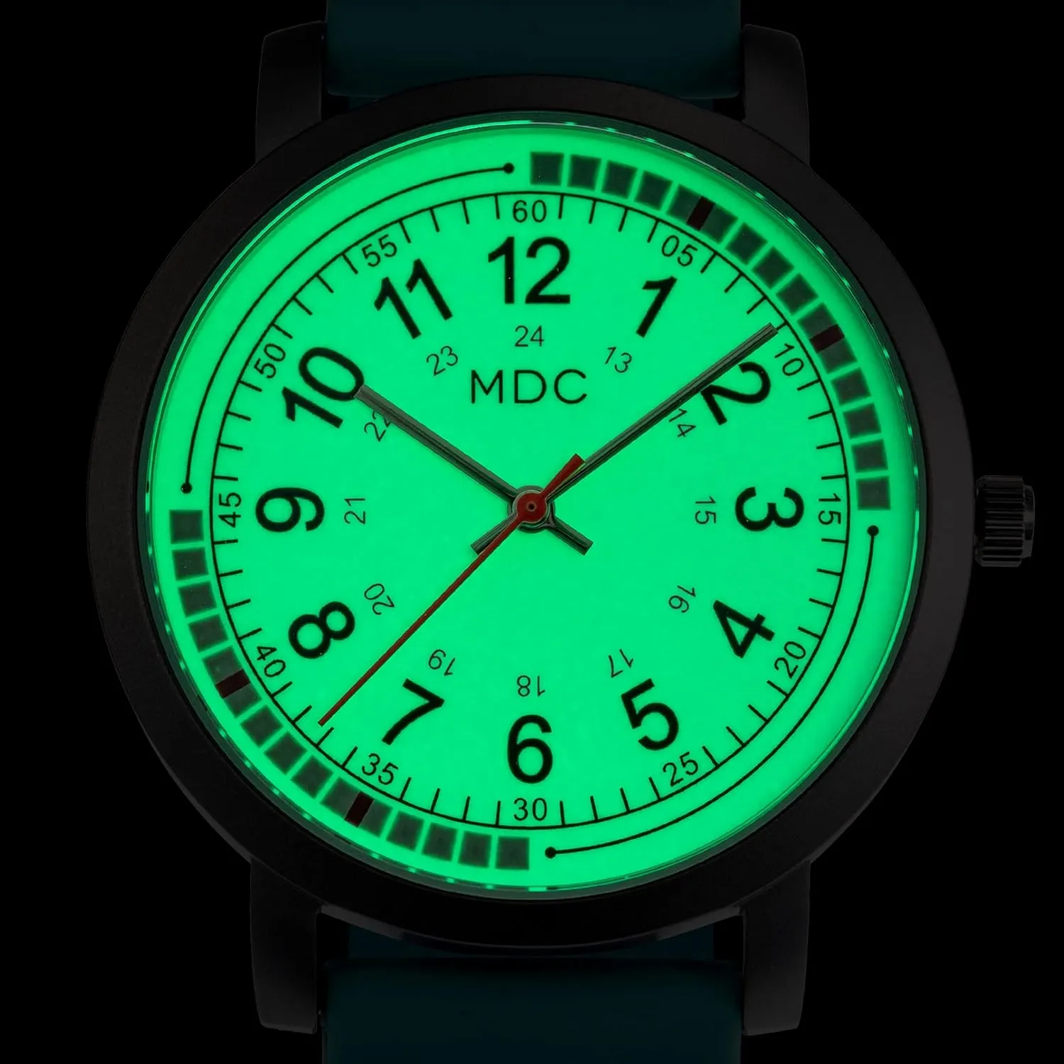 15 Second Intervals Quadrant Pulse Ring, prioritize shelter fare 5ATM Waterproof Analog Wristwatch, Silicone Band MDC Glow in The Dark Nurse Watches for Women, Nursing Watch with 