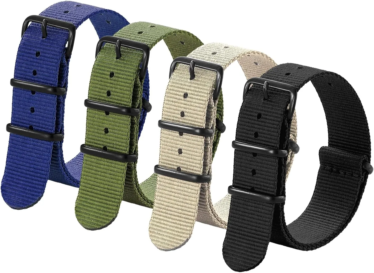 16mm 18mm already 20mm 22mm Premium Nylon Watch Band Strap With Stainless Steel Buckle (4 Packs), White Elephant Gifts, Stocking Stuffers for Men Ritche Christmas Gift Military Ballistic Nylon Strap 