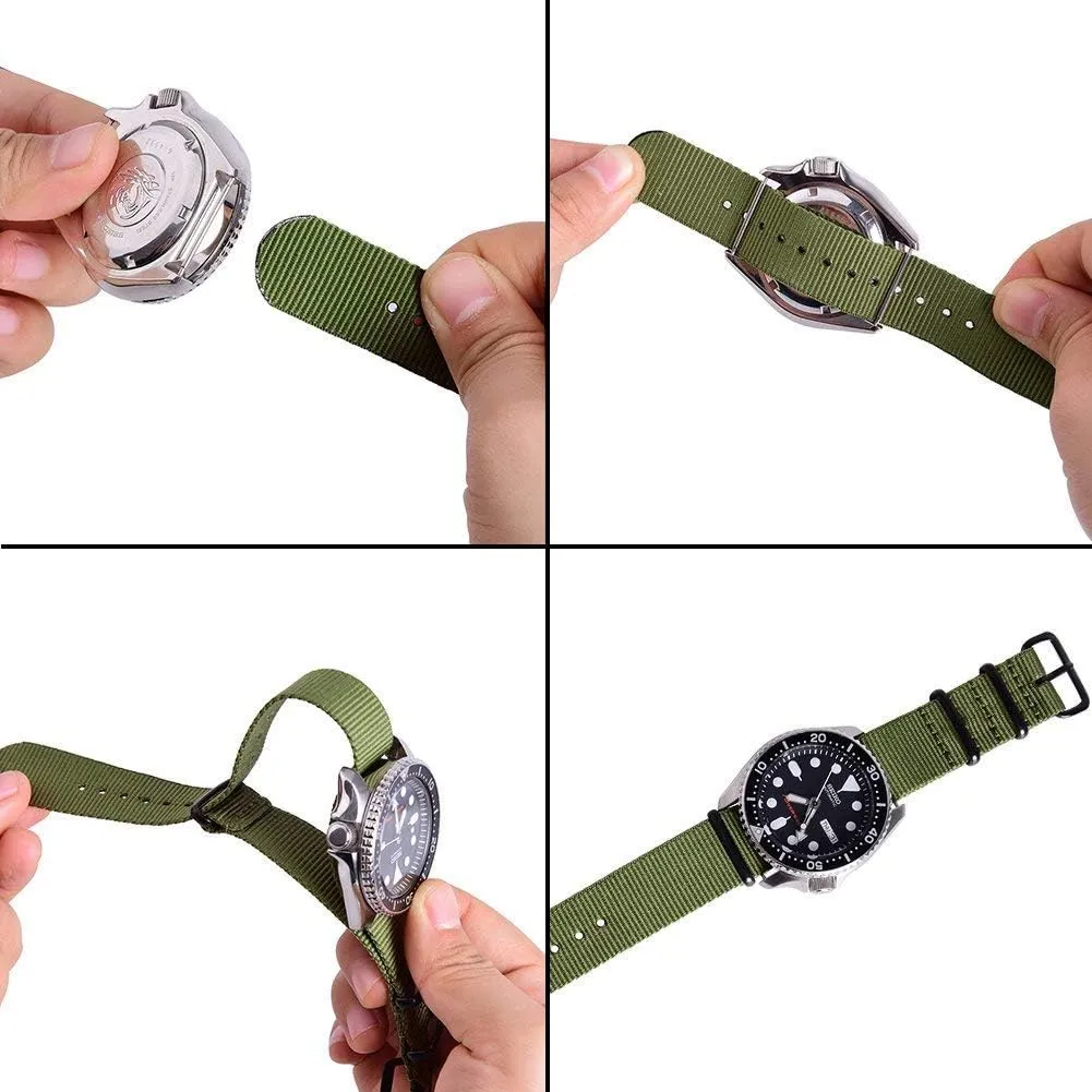 16mm 18mm already 20mm 22mm Premium Nylon Watch Band Strap With Stainless Steel Buckle (4 Packs), White Elephant Gifts, Stocking Stuffers for Men Ritche Christmas Gift Military Ballistic Nylon Strap 