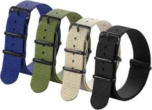 16mm 18mm already 20mm 22mm Premium Nylon Watch Band Strap With Stainless Steel Buckle (4 Packs), White Elephant Gifts, Stocking Stuffers for Men Ritche Christmas Gift Military Ballistic Nylon Strap 