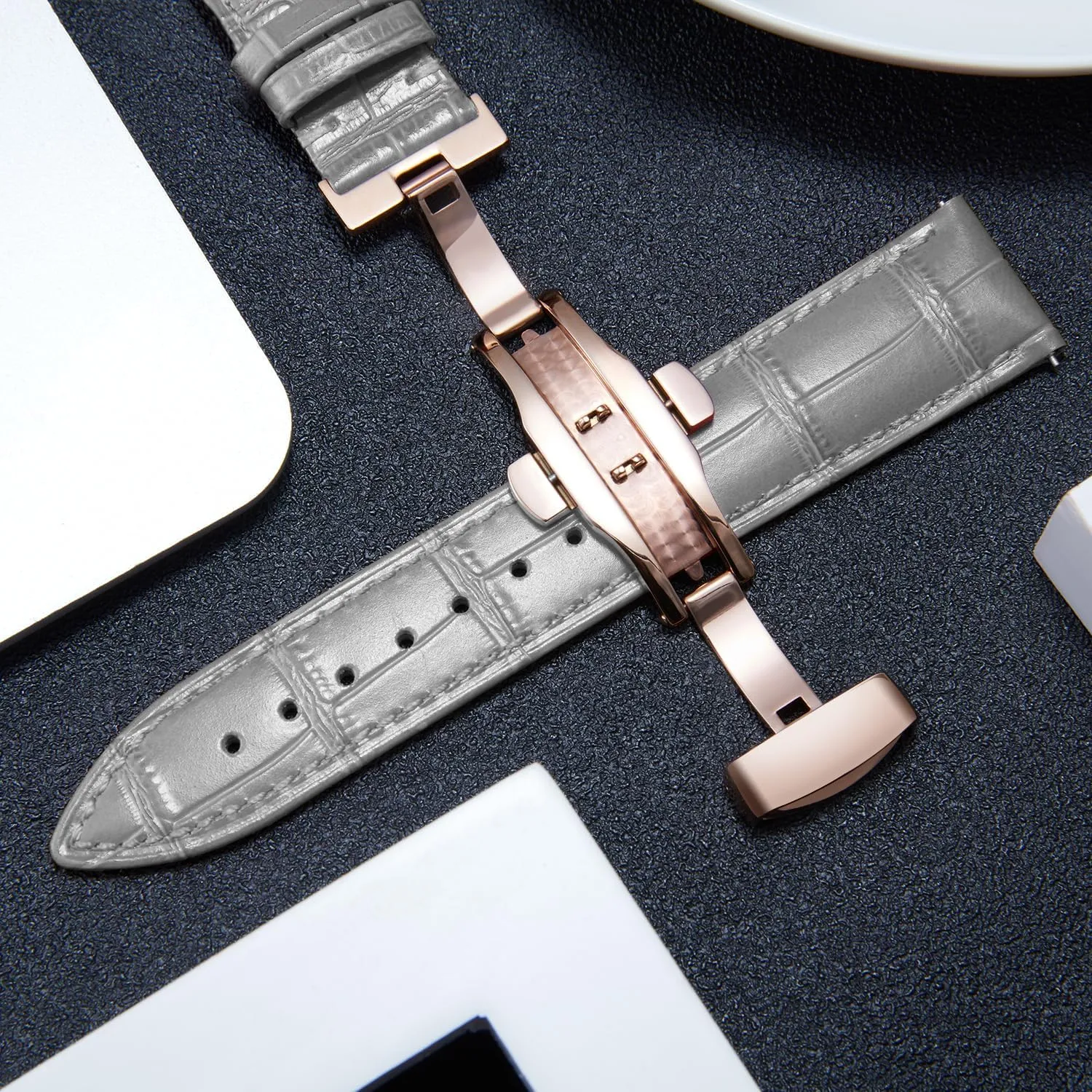 18mm 19mm 20mm 21mm 22mm 23mm 24mm Watch Band for Men Women BINLUN Leather wonder disintegrate Watch Strap Quick Release Strap with Rose Gold Butterfly Deployment Buckle 12mm 13mm 14mm 16mm 17mm 