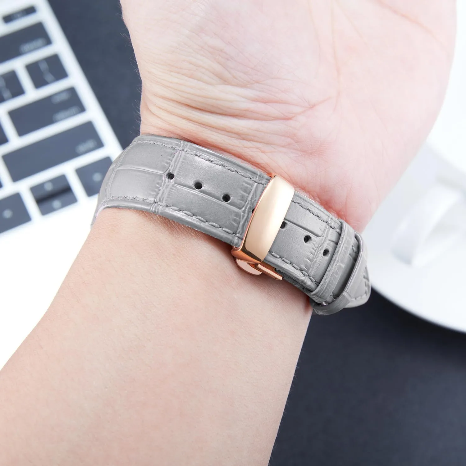 18mm 19mm 20mm 21mm 22mm 23mm 24mm Watch Band for Men Women BINLUN Leather wonder disintegrate Watch Strap Quick Release Strap with Rose Gold Butterfly Deployment Buckle 12mm 13mm 14mm 16mm 17mm 