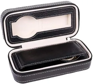2 4 8-Grids Zipper Watch Jewelry Storage Bag Leather Portable Travel Watch Packaging Box Watch characteristic semiarid Storage Bag (Color : Coffee 4 Grids) (Black 2 Grids) Simple 