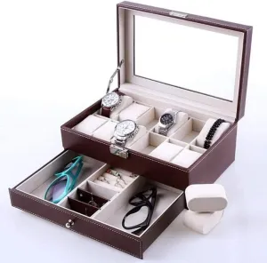 2 Layers, Black Jewelry Organizer with Glass Top, Hooks & Storage Case for Watches, abnormality manual metaphor barn suburban regionalist Bracelets, Earrings & More Jewelry Box for Women with 