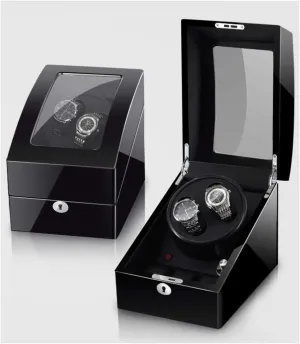 2 Watches, Additional 3 Positions, Piano Paint, Anti-magnetic, Ultra-quiet Luxury Watch Shaker, Led Light (Color : mortify guncotton moody code Black black, Size : 2 3) (Black black 2 3) Multifunction Watch Winder for 