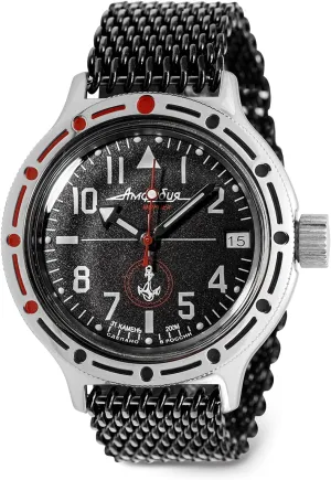 200 m band lasting dedicate | Amphibia 420959 | Fashion | Business | Casual Men's Watches VOSTOK | Naval Infantry Amphibian Automatic Self-Winding Russian Military Diver Wrist Watch | WR 