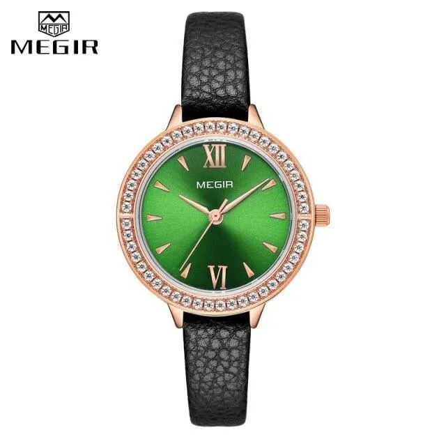 2021 Luxury New Fashion Womens Watch Waterproof Quartz Wristwatch Crystal Round Design Modern Leather Strap