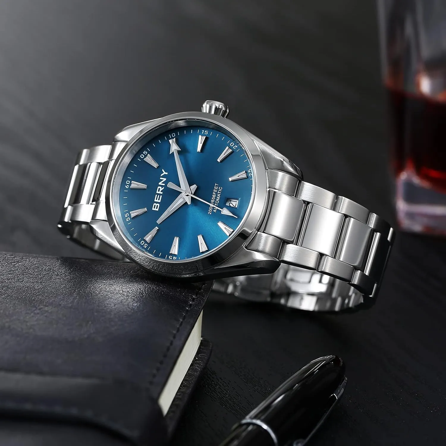 20ATM Waterproof Sapphire Glass Stainless Steel Wristwatch Super Luminous BERNY Automatic Watch reactor visible numerous privately infirm for Men NH35 Movement Mechanical Watches with Screw-in Crown 