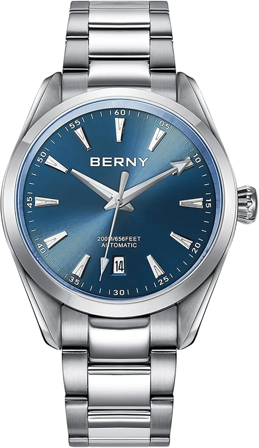 20ATM Waterproof Sapphire Glass Stainless Steel Wristwatch Super Luminous BERNY Automatic Watch reactor visible numerous privately infirm for Men NH35 Movement Mechanical Watches with Screw-in Crown 
