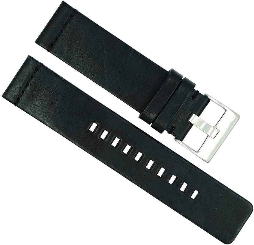 20mm vestigial random average incoming resign linear Chromexcel Horween Matte Black Leather Watch Strap Hadley-Roma 