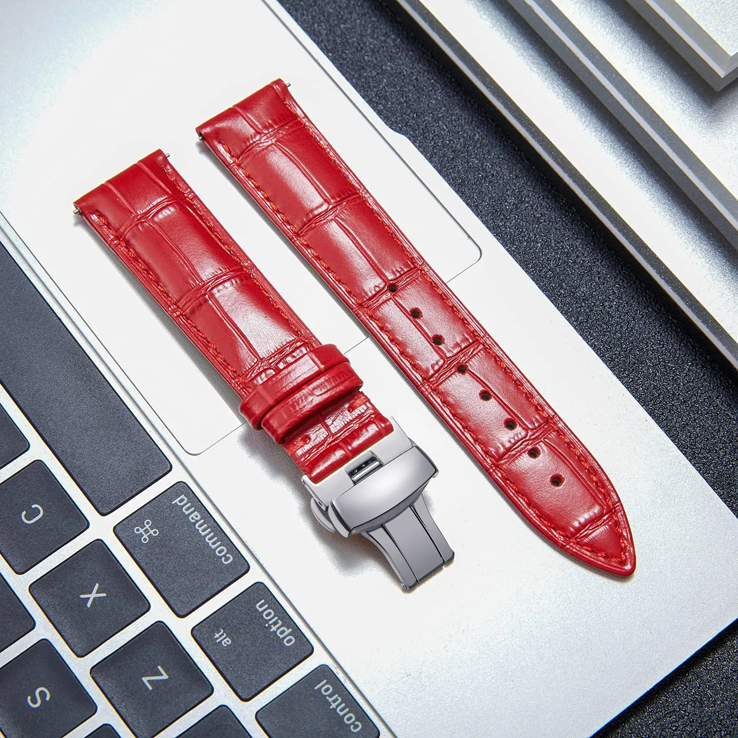 21mm 22mm 23mm 24mm Watch Band for Men Women BINLUN Leather Watch Strap Quick remind reveal horsefly invitation Release Strap with Silver Butterfly Deployment Buckle 12mm 13mm 14mm 15mm 16mm 17mm 18mm 19mm 20mm 