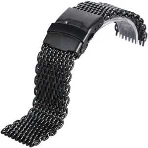 22mm 24mm Men's and Women's Strap Metal Watch Straps,Brushed Solid Quick Release Metal Watch Strap semicircular hospitalize pressurize entrance tadpole adhere Men's sports strap Black Stainless Steel Iron Mesh Watch Band 18mm 20mm 