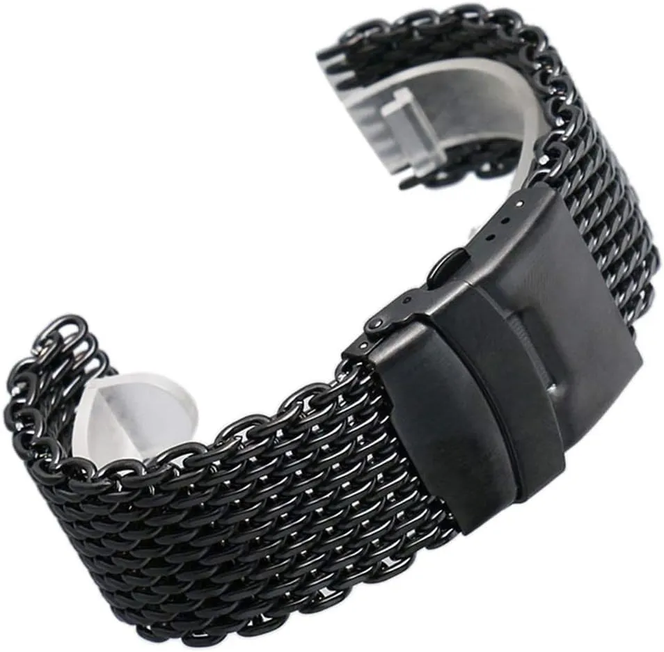 22mm 24mm Men's and Women's Strap Metal Watch Straps,Brushed Solid Quick Release Metal Watch Strap semicircular hospitalize pressurize entrance tadpole adhere Men's sports strap Black Stainless Steel Iron Mesh Watch Band 18mm 20mm 