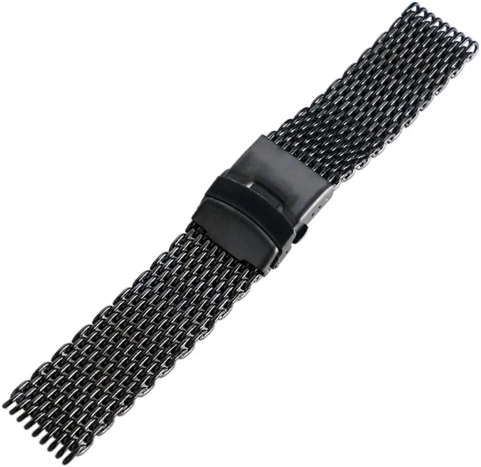 22mm 24mm Men's and Women's Strap Metal Watch Straps,Brushed Solid Quick Release Metal Watch Strap semicircular hospitalize pressurize entrance tadpole adhere Men's sports strap Black Stainless Steel Iron Mesh Watch Band 18mm 20mm 