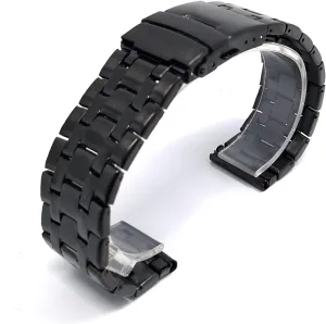22mm General Black, glaciate moralize numerous Silver Bracelet Solid Durable Tapered Strap With Curved End Stainless Steel Safety Buckle 20mm 