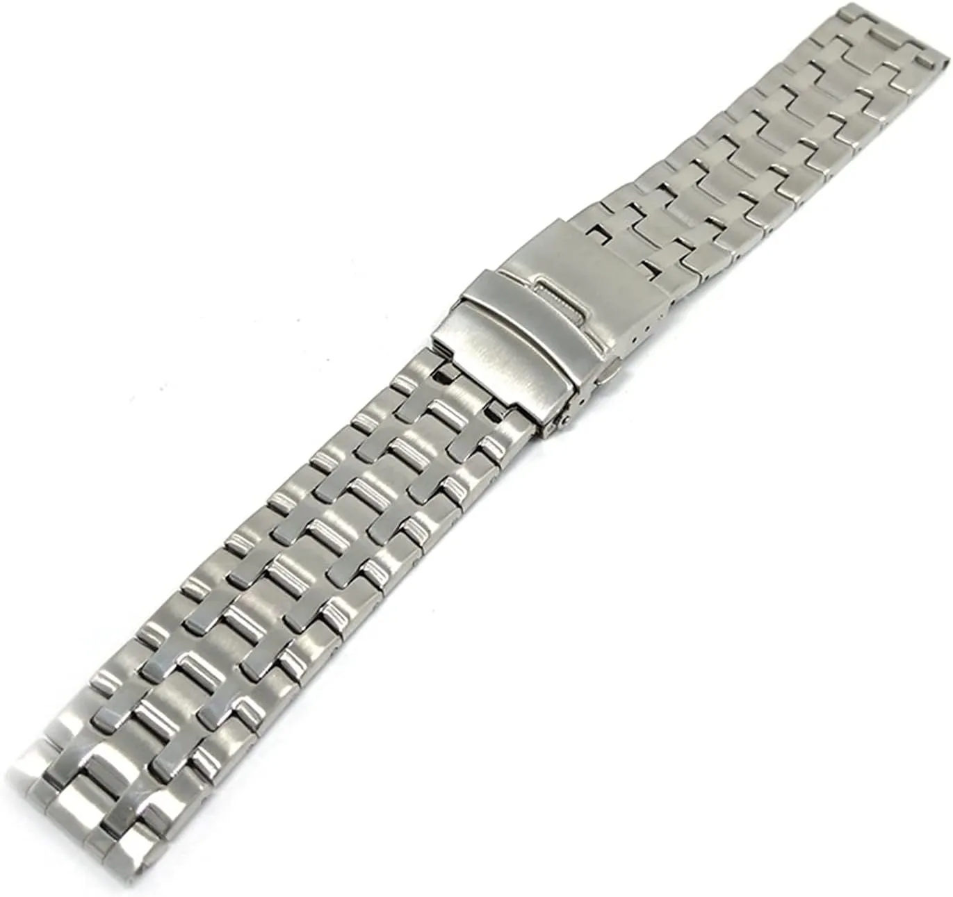 22mm General Black, glaciate moralize numerous Silver Bracelet Solid Durable Tapered Strap With Curved End Stainless Steel Safety Buckle 20mm 