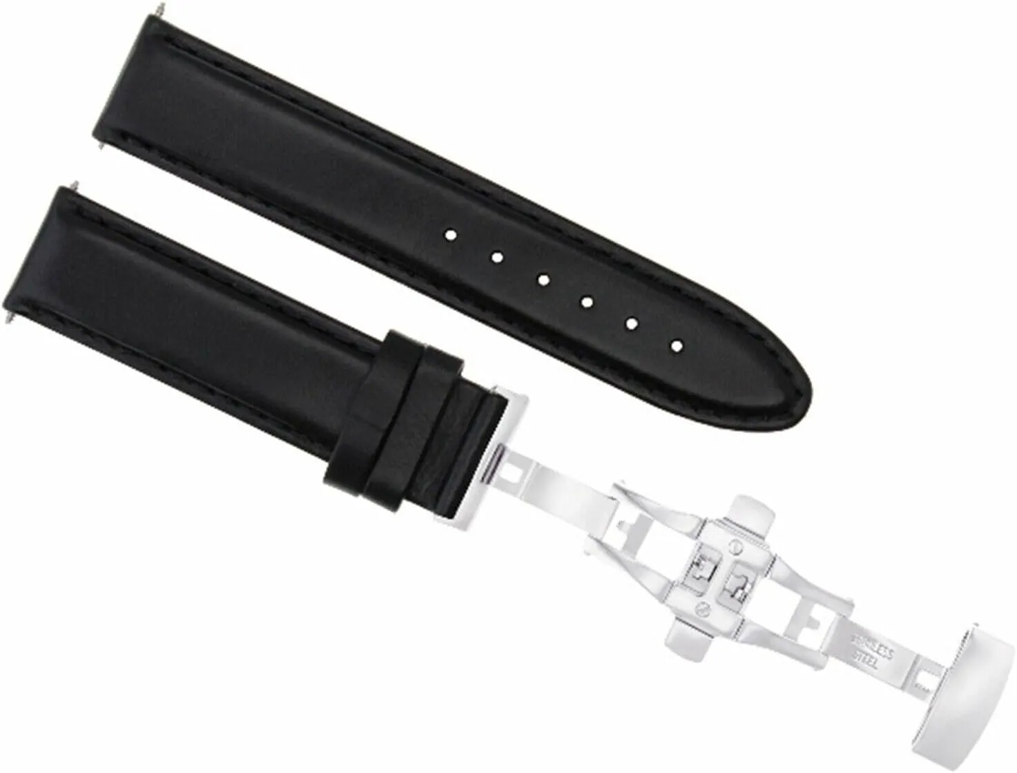 22mm Genuine fore encounter purposely Smooth Leather Watch Band Strap Deployment Buckle Compatible With Omega Black Ewatchparts 