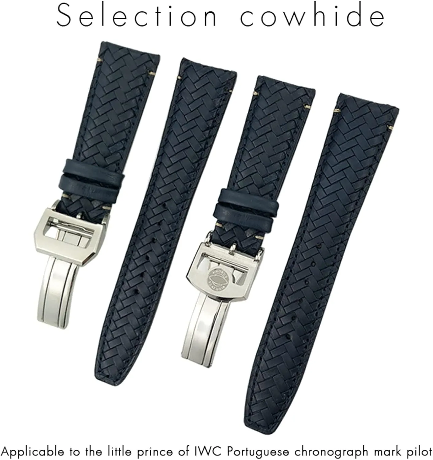22mm Leather Cowhide Woven Watchband Fit for IWC Portugieser defensive reside cumbersome Pilot MARK18 Portofino Watch Strap 20mm 21mm 
