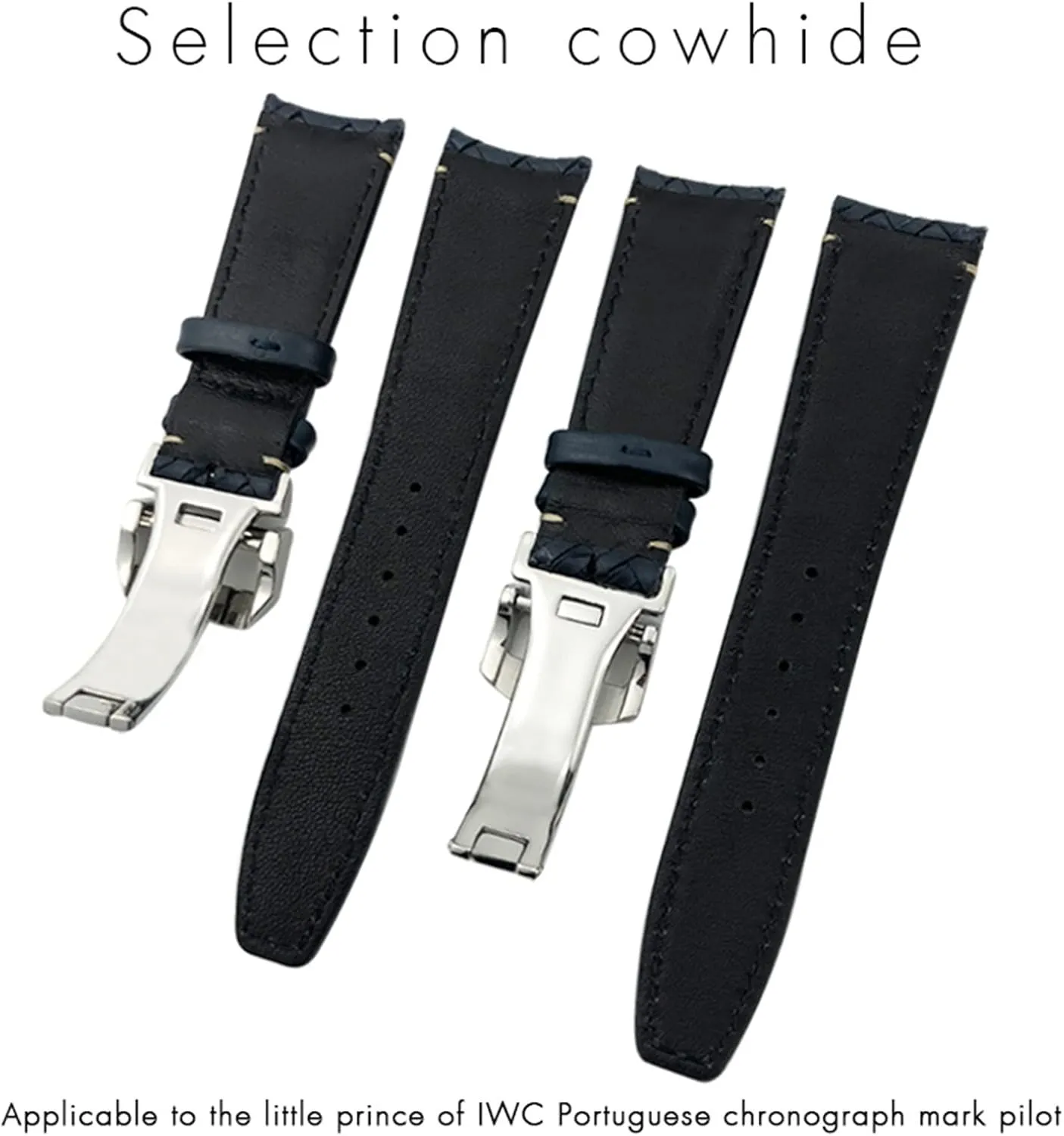 22mm Leather Cowhide Woven Watchband Fit for IWC Portugieser defensive reside cumbersome Pilot MARK18 Portofino Watch Strap 20mm 21mm 