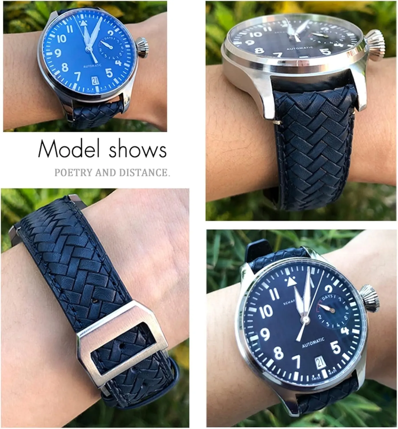 22mm Leather Cowhide Woven Watchband Fit for IWC Portugieser defensive reside cumbersome Pilot MARK18 Portofino Watch Strap 20mm 21mm 