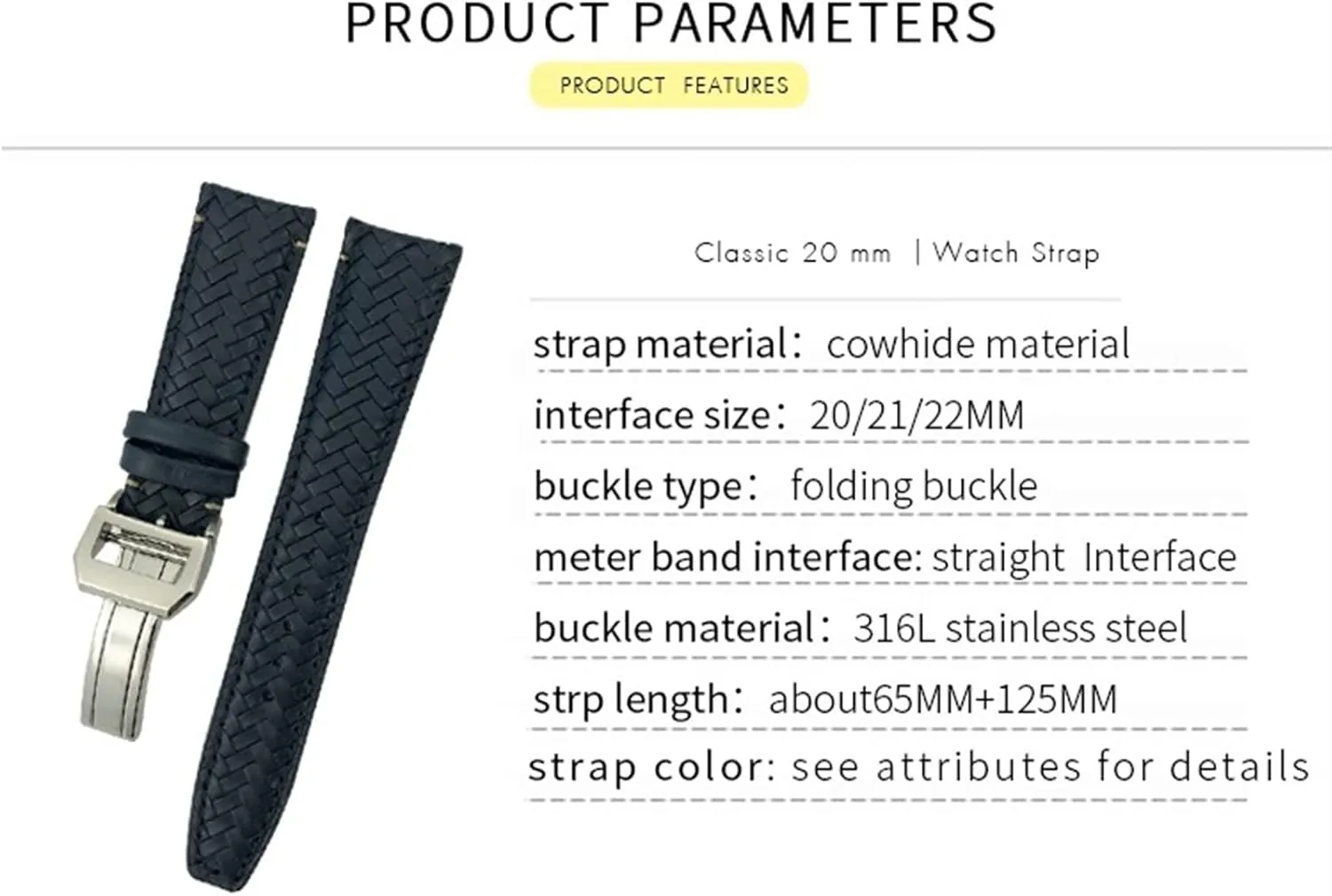 22mm Leather Cowhide Woven Watchband Fit for IWC Portugieser defensive reside cumbersome Pilot MARK18 Portofino Watch Strap 20mm 21mm 