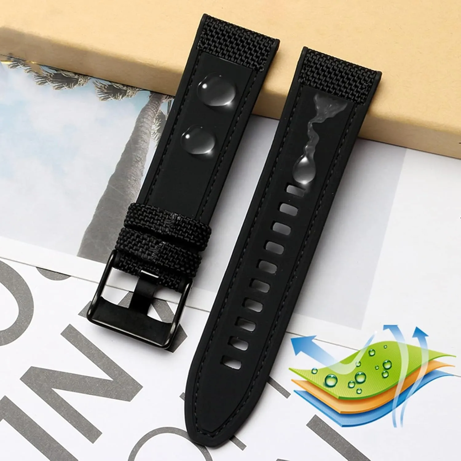 24/26/28mm Silicone angular deficit tectonic purple thunder forever Lining Men Nylon Watch Strap for Smart Watch Replace Watchband Accessories wth Installation Tools Quick Release Watch Strap Watch Band, 