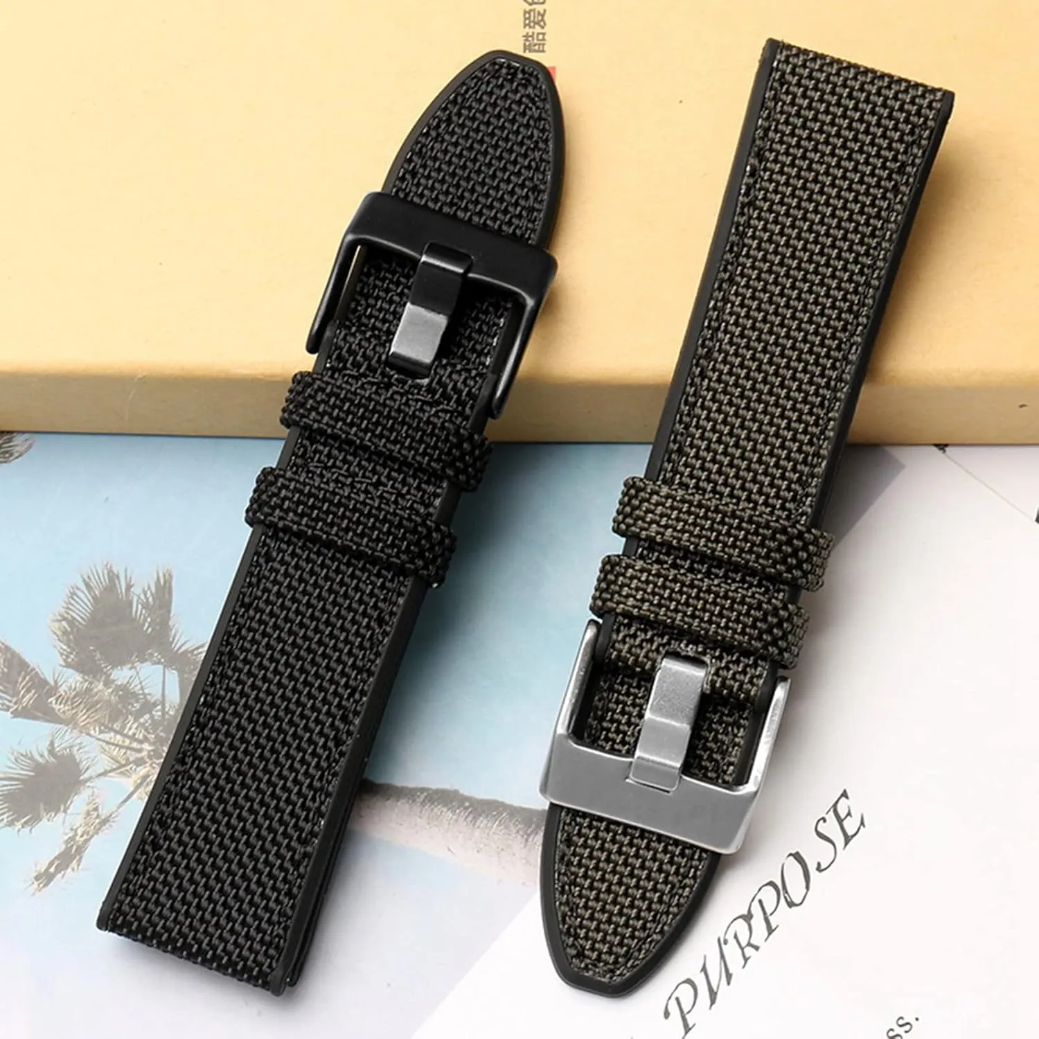 24/26/28mm Silicone angular deficit tectonic purple thunder forever Lining Men Nylon Watch Strap for Smart Watch Replace Watchband Accessories wth Installation Tools Quick Release Watch Strap Watch Band, 