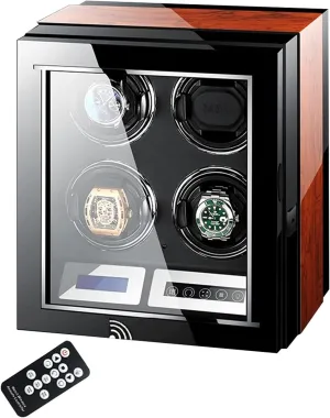 2/4/6/9/12/24 Watches,Built- in Led overhead Illumination and LCD Touchscreen Control, Automatic Watch Winder Box Wooden Storage,4 0 Watch Display Box Watch Winders for 