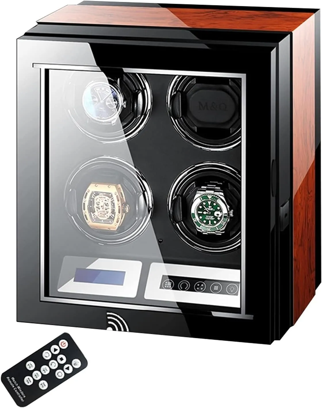 2/4/6/9/12/24 Watches,Built- in Led overhead Illumination and LCD Touchscreen Control, Automatic Watch Winder Box Wooden Storage,4 0 Watch Display Box Watch Winders for 