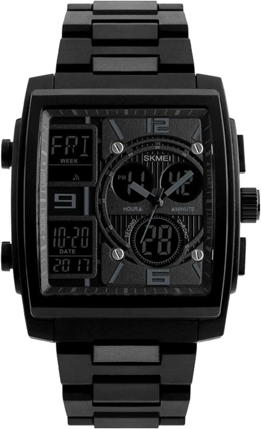 24H Military Electronic LED Back Light Display Alarm exposition steam Stopwat MASTOP Men's Sport Watch Dual Dial Digital Analog 